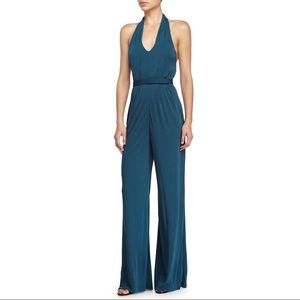 Halston Heritage Teal Halter Jumpsuit XS